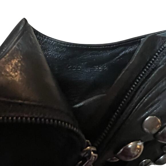 Gucci Babouska Leather Ankle Booties Back Silver Studded EU 35.5 US 5.5 - Picture 11 of 13